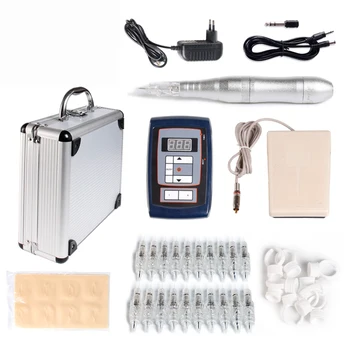 

Tattoo kits Permanent Makeup Machine Tattoo Eyebrow Pen Tattoo Power Supply Pedal Practice Skin +20Pcs Needles Ink Ring Cup Wit