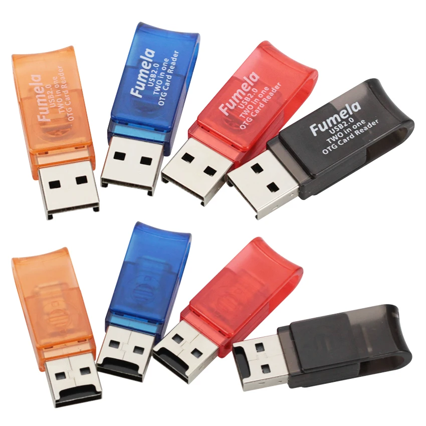 4 цвета Мини Micro USB 2,0 OTG адаптер+ Micro SD TF кард-ридер для телефонов Android внешний портативный USB SD кард-ридер 100 шт