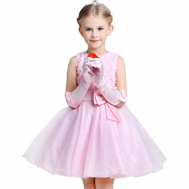 Платья для девочек; одежда; летнее платье для девочек; детское платье подружки невесты; свадебное платье; элегантная одежда для детей; платье принцессы; vestidos - Цвет: pink