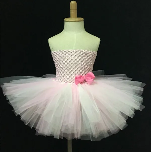Lovely Baby Crochet Tutu Dress Girls Handmade 2Layers Fluffy Tulle