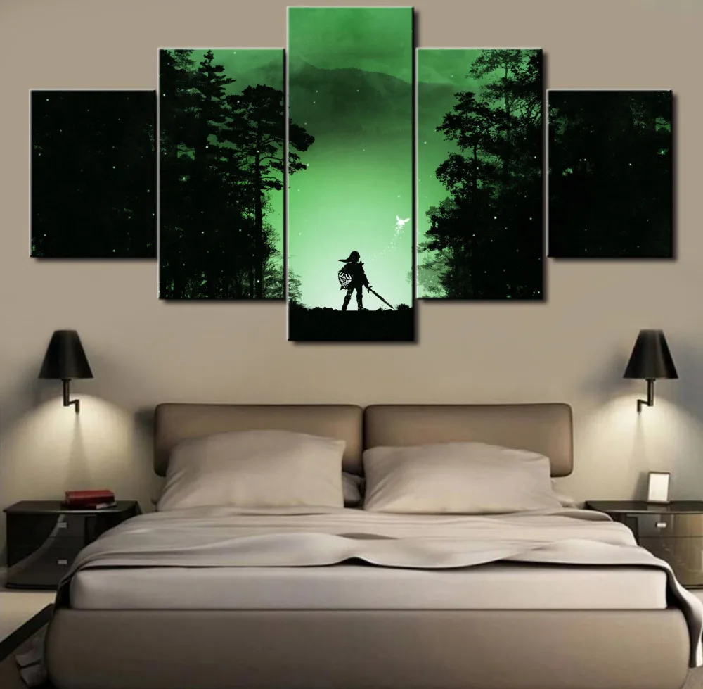 

Artistic originality Legend of Zelda print poster canvas in 5 pieces with Framed