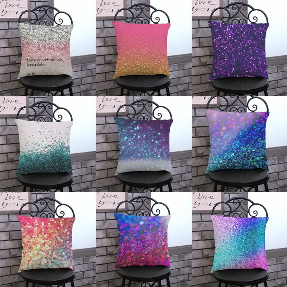 Glitter Cushion Cover 13 Kinds Double Color Sequins Throw Pillow Case