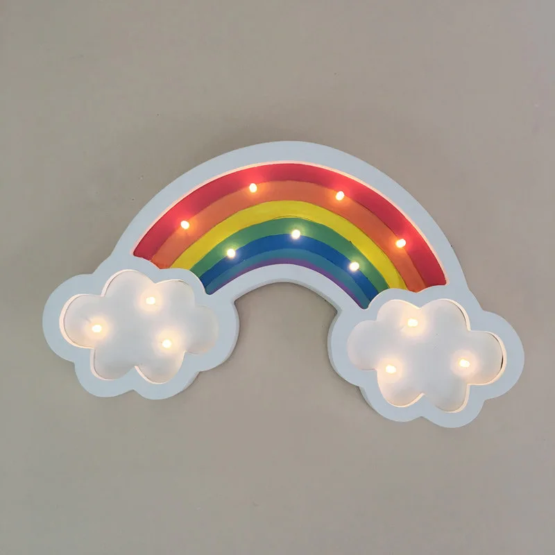 Novelty LED Wooden Rainbow Night Light Hanging Wall Lamp ...