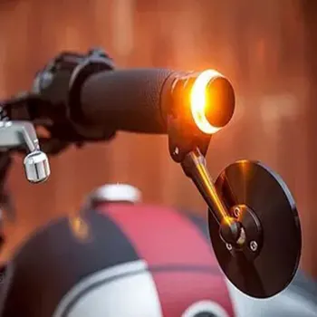 

2Pcs Led Motorcycle Handlebar End Turn Signal Light 22mm Yellow Universal Indicator Flasher Handle Bar Blinker Side Marker Lamp