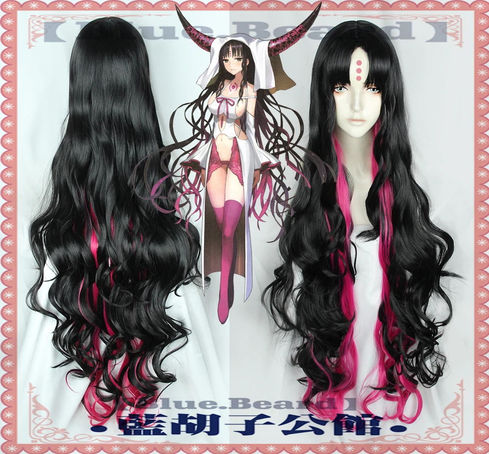 

Sessyoin Kiara Cosplay Wig Fate Grand Order EXTRA CCC Beast3/R Sesshouin Alterego Long Black Mix Pink Curly Wavy Synthetic Hair