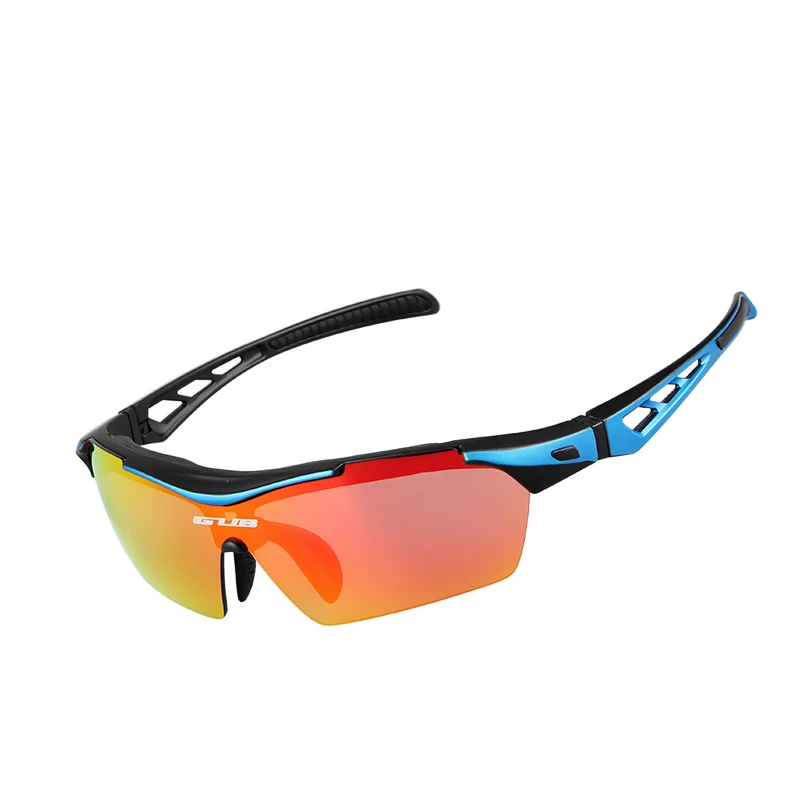 GUB 5200 Спортивные очки UV400 излучения, очки для защиты от с 3 сменными объективами легкий съемный Велоспорт очки для бега - Цвет: Black-Blue