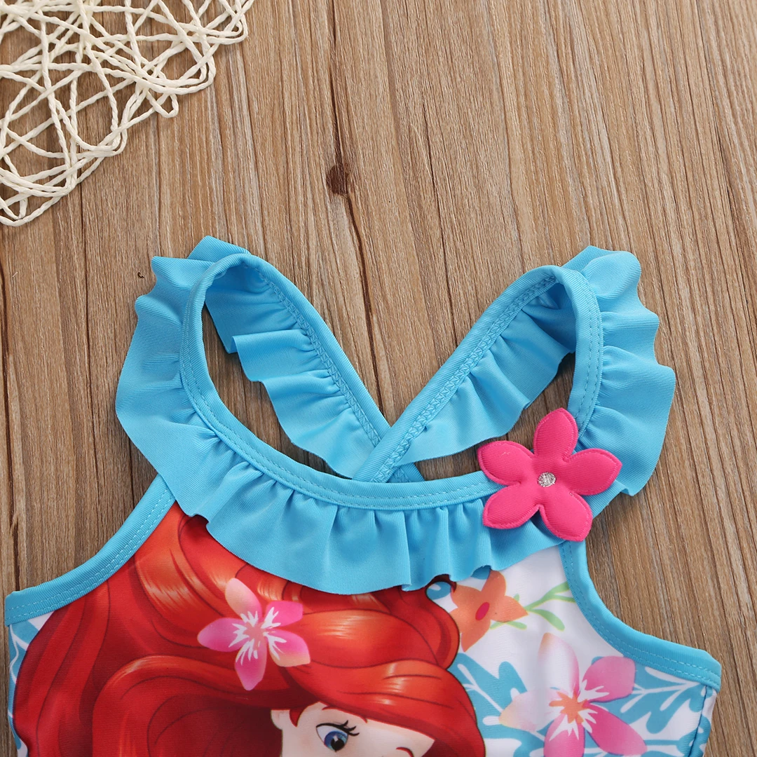 Цельный купальный костюм русалки с крестиком для маленьких девочек; пляжная одежда с героями мультфильмов для маленьких девочек; купальный костюм; бикини