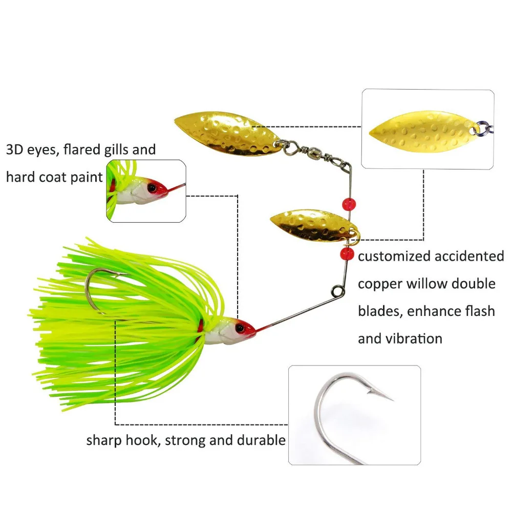 JSM buzzbait chatterbait spinnerbait Lures fishing artificial bait with skirts silicone jig lead head for pike bass fishing-5