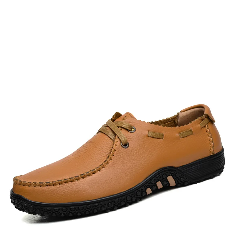 Merkmak/повседневная мужская обувь из натуральной кожи; модная дышащая обувь для вождения в деловом стиле; мужская обувь на плоской подошве размера плюс 37-47; Прямая поставка - Цвет: yellow men shoes