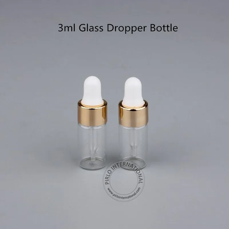 300pcs/lot Wholesale 3ml Empty Glass Essential Oil Cosmetic Bottle