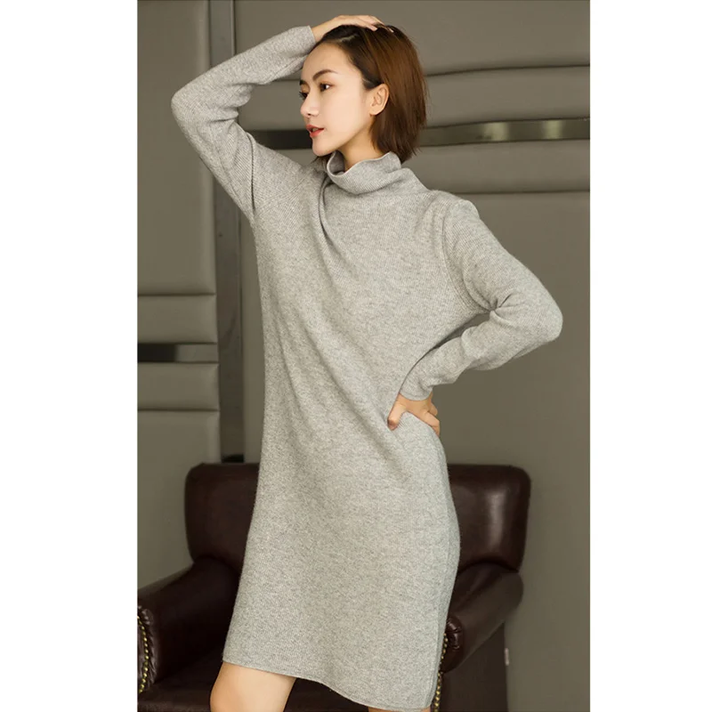 Winter Dress Women Turtleneck Turn-Down Collar 100