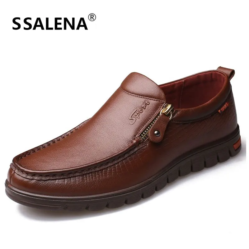 

SSALENA Men Shoes Dress Breathable New Fashion Men Leather Shoes Spring Autumn Male Business Shoes AA50151