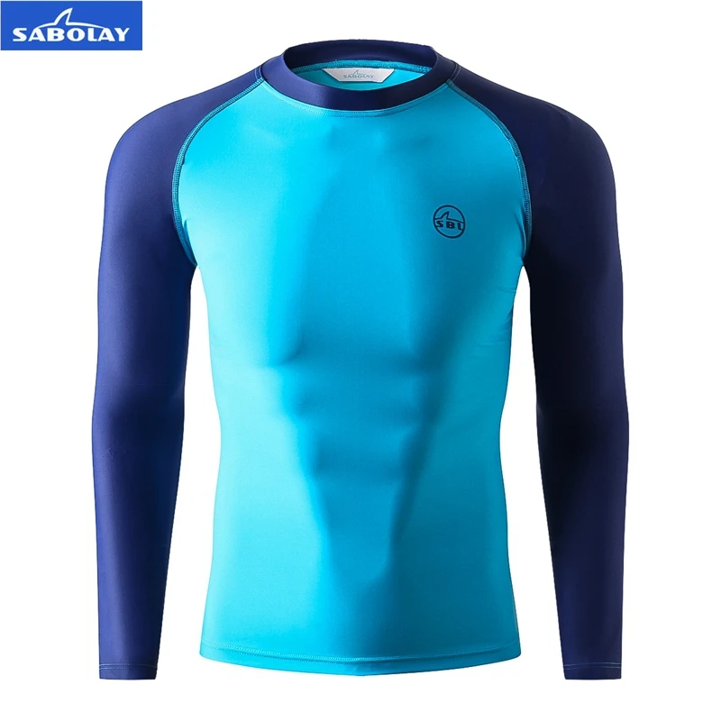 SABOLAY Men Lycra Rashguard Surf Clothing Diving T Shirt Swimsuit