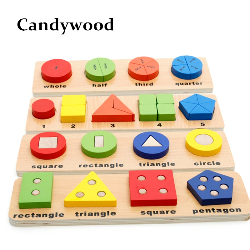 

Montessori Kids Educational Toy Wooden Blocks Shape Mating Colors Recognize Math Toy Child Early Learning