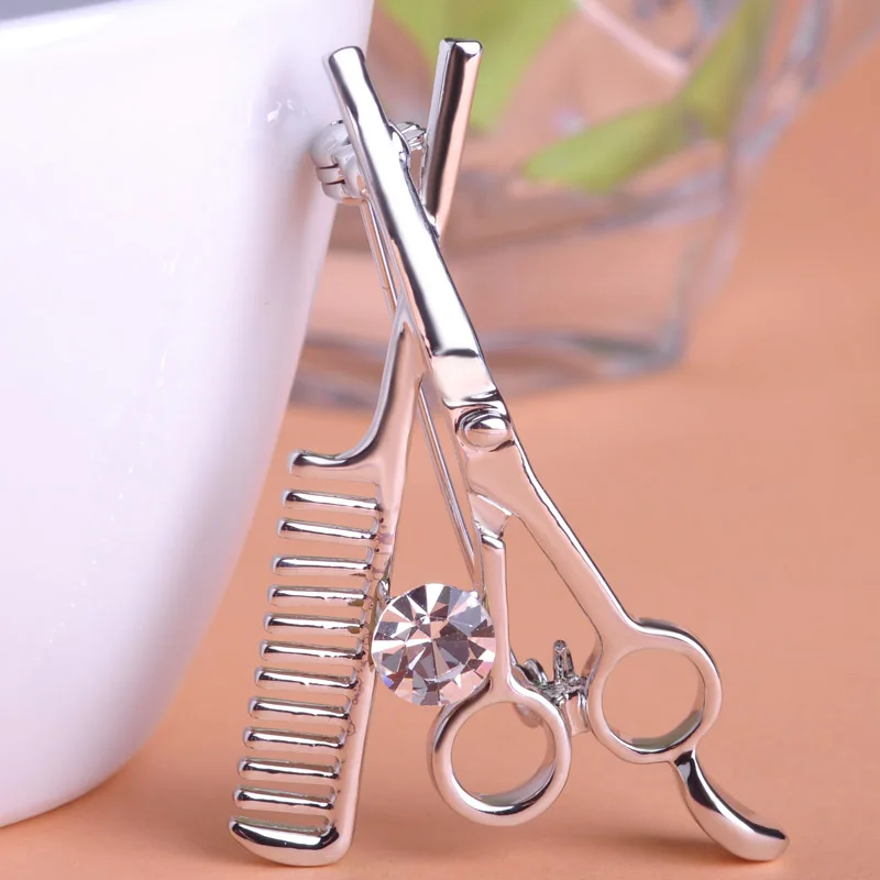 Женская/Детская Брошь гребень золотистого цвета брошь в форме ножниц заколка для