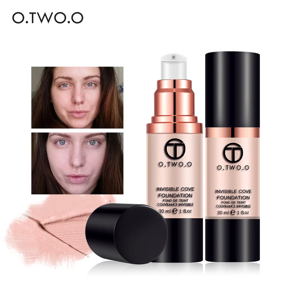 

O.TWO.O 30ml Base Makeup Foundation Liquid Invisible Acne Full Coverage Make Up Natural Face Concealer Whitening Moisturizer