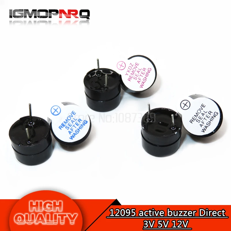 

10pcs 12095 active buzzer Direct 3V 5V 12V long voice 12*9.5MM diameter 12MM black red blue label