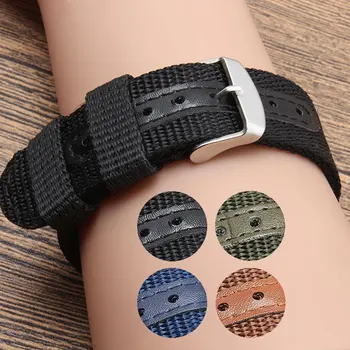 

Nouveau 4 Couleur Militaire de L'armee Montre Bande Nylon Tissu Canva Montre-Bracelet de Courroie De Bande 18/20/22/ 24mm Reloj