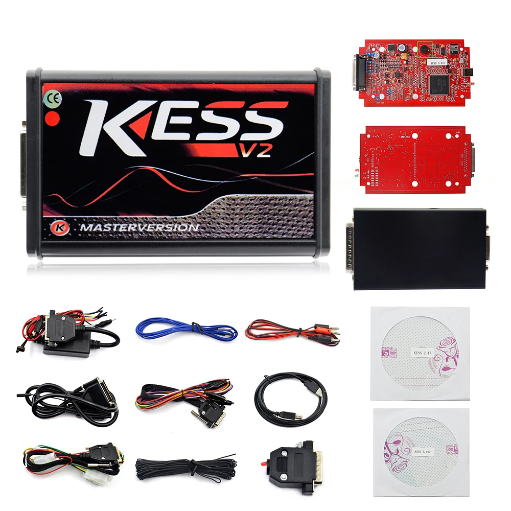 KESS V2 V2.47 V2.23 V5.017 EU красная печатная плата без жетона экю программирование Ktag 4 led с европейской платой красная версия с лучшим качеством