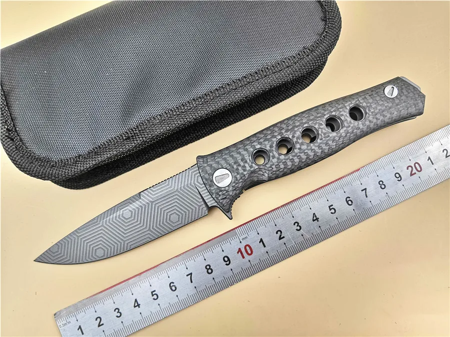

CH Dr Death Folding Knife D2 blade Titanium CF handle Camping Hunting Survival Knives Outdoor folding EDC pocket knife Tools