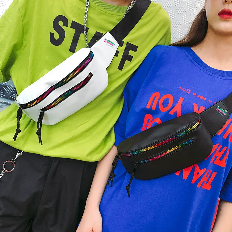 

Simple Stylish Women's Chest Bag Cool PU Messenger Outdoor Hip Bag Women's Waistband Waist Bag Travelling Bumbag Mobile