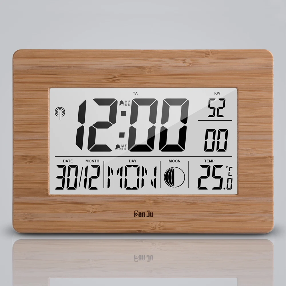 LCD Big Screen Digital Alarm Clock with Dual Alarm, Indoor Temperature