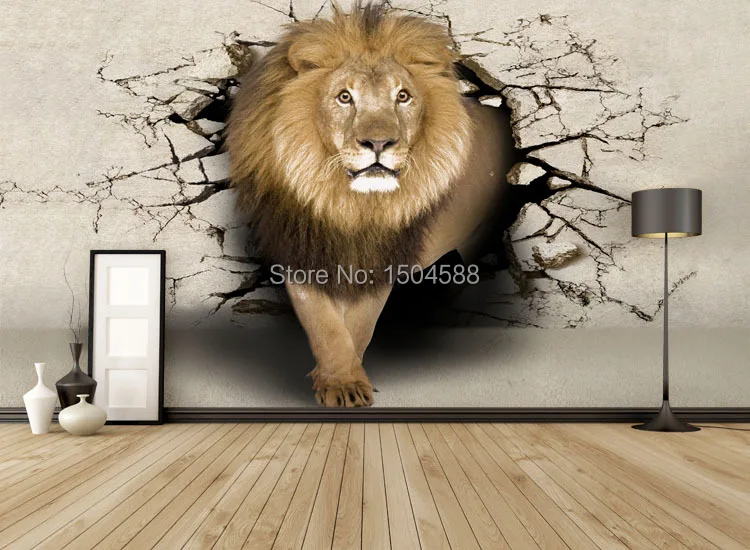 Пользовательские 3D рельефные фотообои со львами обои индивидуальность KTV бар кафе фон детская комната обустройство дома обои кирпичная стена