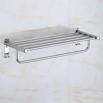 

Stainless Steel Bathroom Washroom Wall Mounted Space-saving For Daily Use Storage Rod Towel Rack Holder Household Hanging Bar