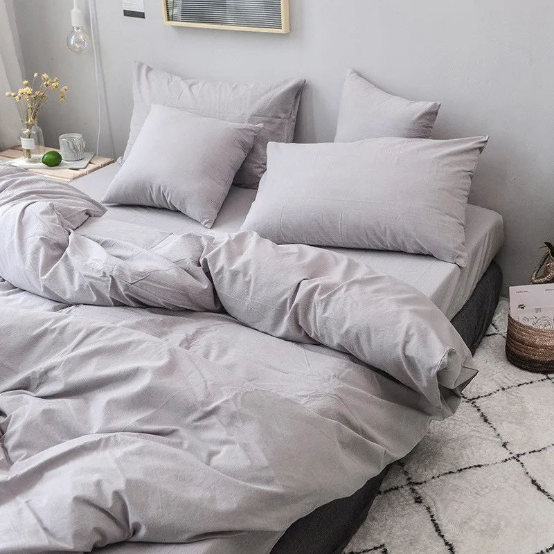 light grey Wash cotton 100% cotton 3pcs duvet cover sets (1pcs duvet cover+2pcs pillowcase 