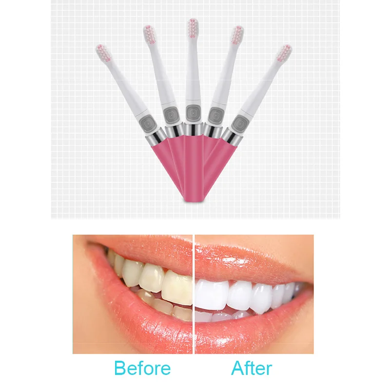 

3 PCS /Set Deep-clean Electric Toothbrush With Cover Replacement Brush Head PortableTravel Tooth Brushes For Teeth Stains