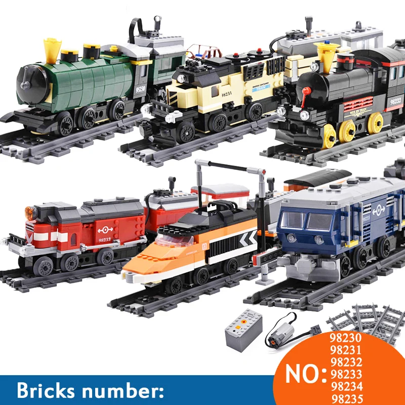 

KAZI 98230 98231 Technic Battery Powered Electric Train City Rail Creator Building Blocks Bricks Boys Sets Toys For Children