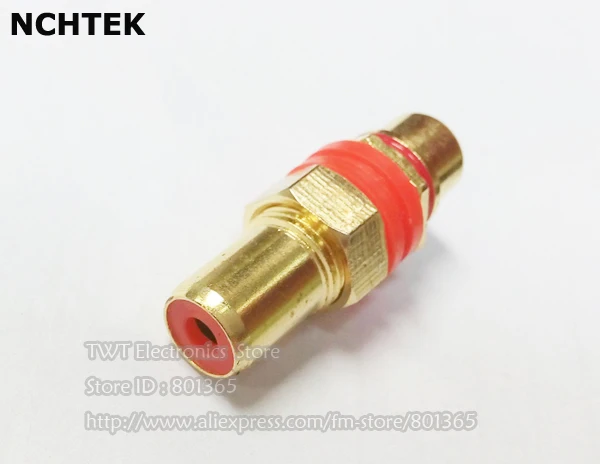 

NCHTEK RCA Female to Female Feed through Panel Mount Connectors , Red Ring, Gold , Free shipping/10PCS