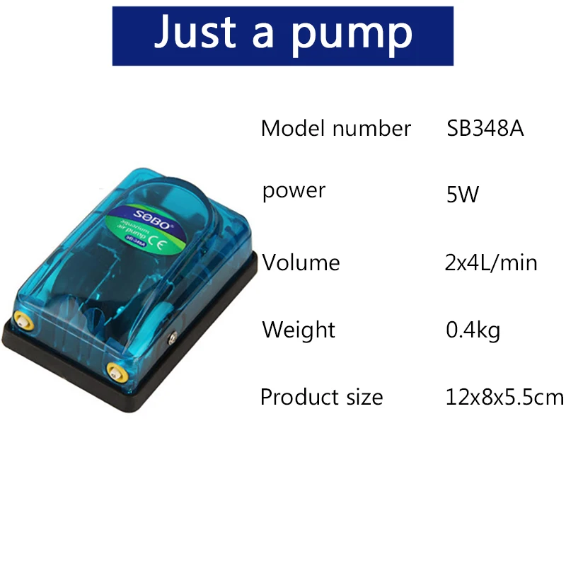 Аквариум собо воздушный насос компрессор кислород 220-240 в прозрачный корпус одиночный/двойной выход высокое качество аквариум насос - Цвет: SB348A Just a pump