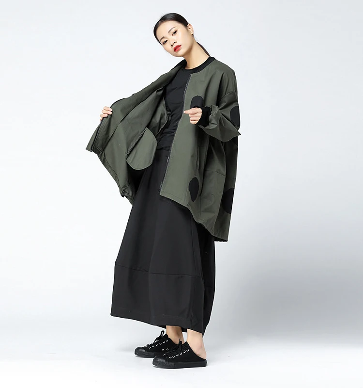 XITAO Polka Dot Irregular Trench Women Korea Fashion New Bat Sleeved Plus Size Hit Color Print 2019 Autumn Elegant Coat LJT3848 XITAO Polka Dot Irregular Trench Women Korea Fashion New Bat Sleeved Plus Size Hit Color Print 2019 Autumn Elegant Coat LJT3848