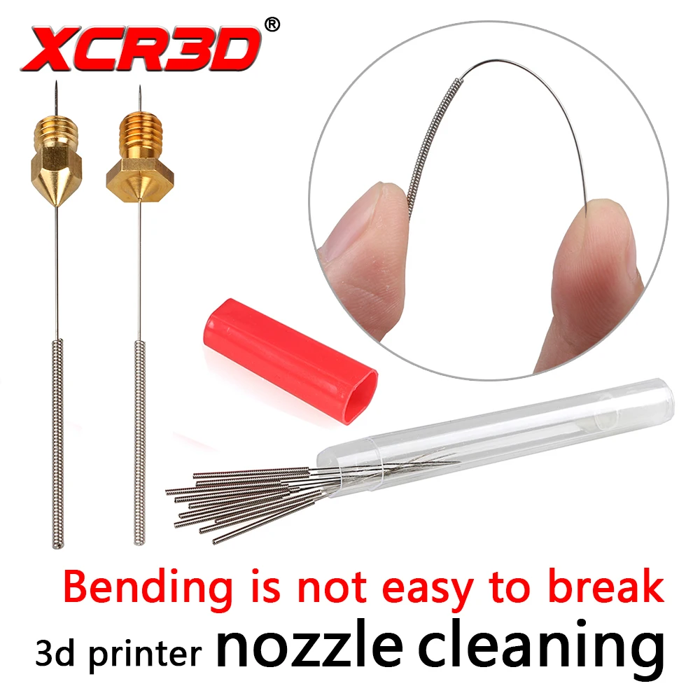 XCR3D شحن مجاني 3D طابعة أداة 10 pcs انحناء مثقاب الخشب لتنظيف 3D طابعة Hotend 0.2mm 0.3mm 0.4mm فوهة