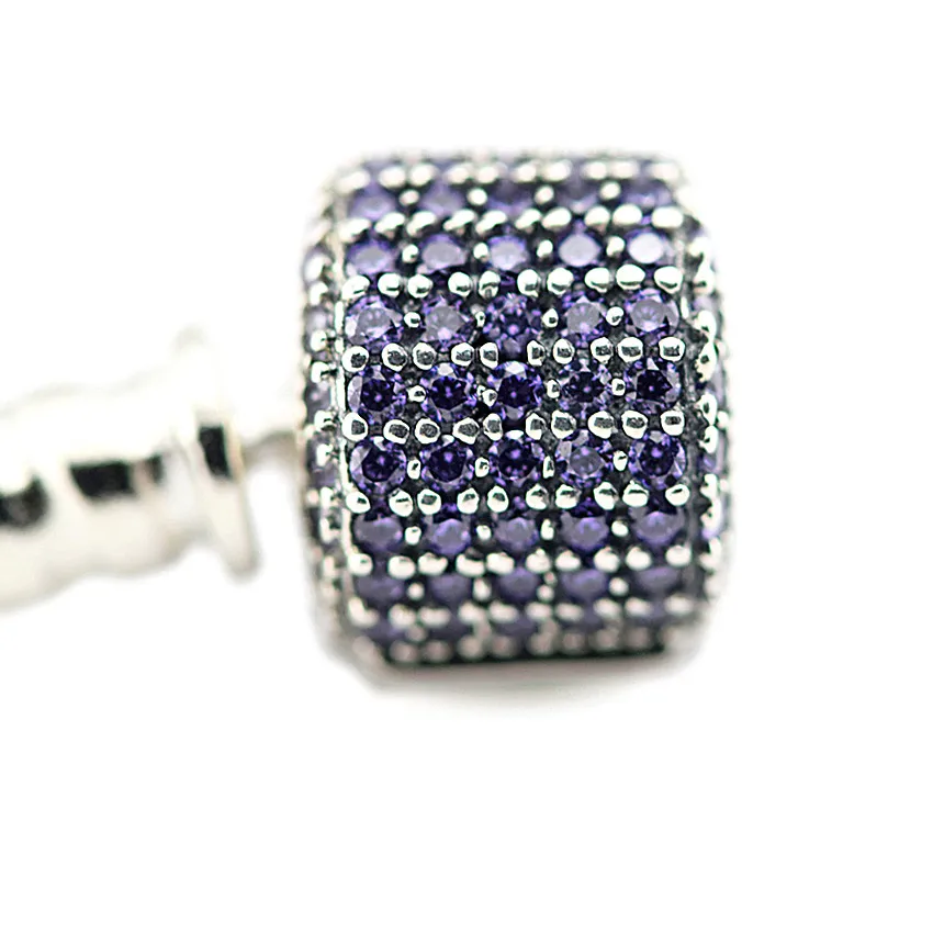 

Authentic 925 Sterling Silver Signature Clasp Bracelet With Fancy Purple CZ Fit Charm Beads Snake Bracelets for Women PFB027A