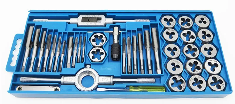 

40pcs/Set Alloy Steel Screw Plugs Taps Die Set Processing Hand Tools Cutting Tapping Wrench Kit Thread Gauge with Box