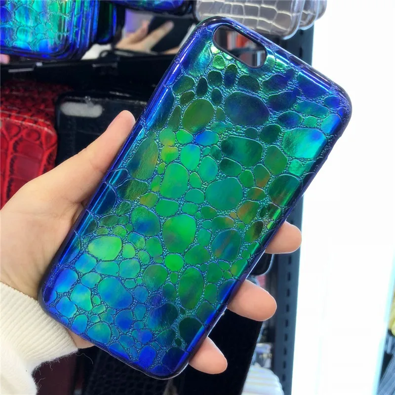 

Plating Crocodile Soft Phone Case For iPhone 7 6 6S 8 Plus Fashion Glossy Anti-knock Soft Silicone Cover For iPhone X 7 6