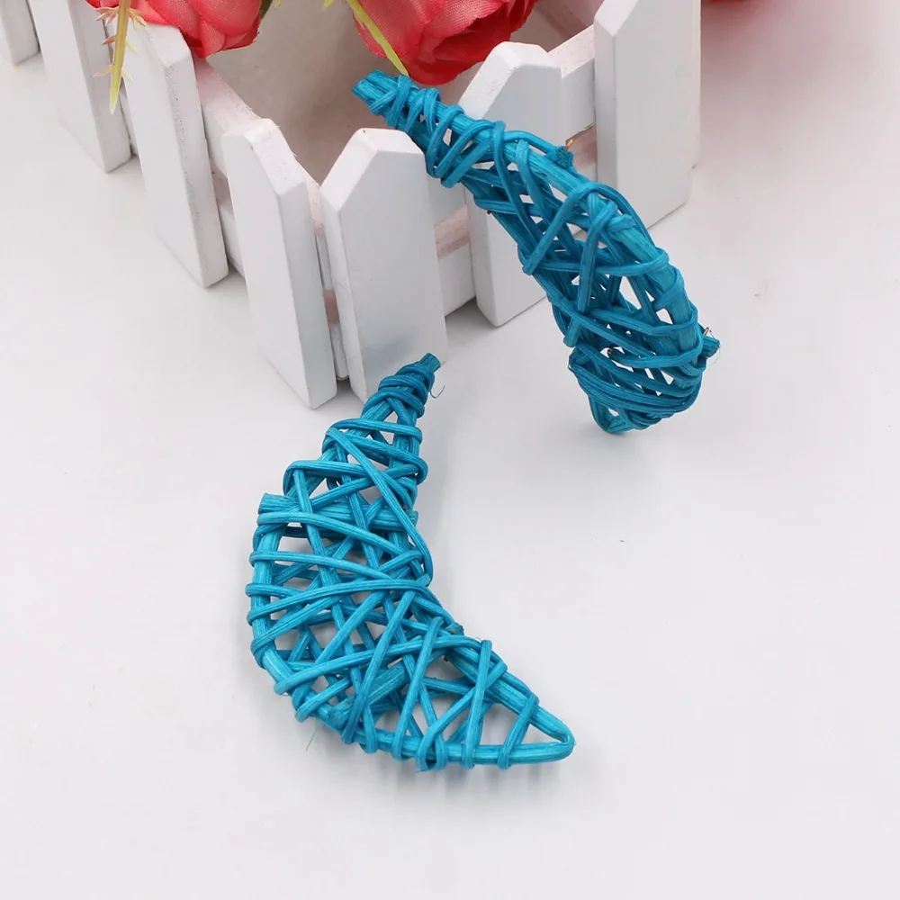 5 шт.(8 см), милые разноцветные ротанга Moon Форма сепактакрау на день рождения вечерние Семья вечерние украшения для самодельного изготовления - Цвет: Синий