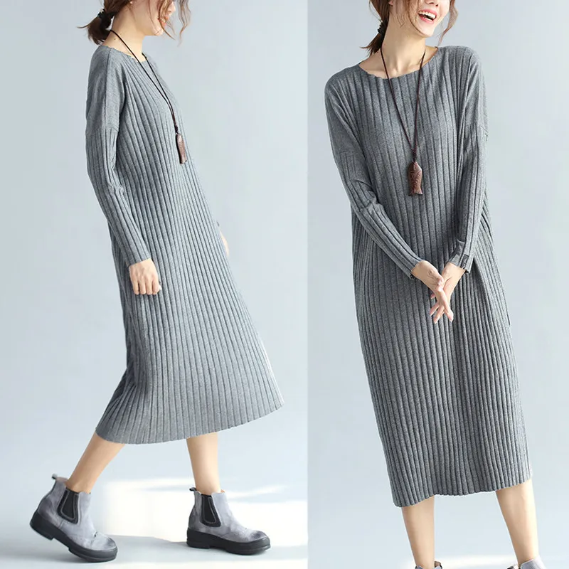 

2019 Winter Women Sweater Dress plus size Elegant Autumn Knitted Dress office lady dress