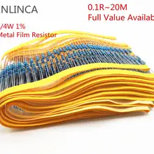 100 шт. 1R~ 1 м 1/4 Вт 0,25 14B 1,8 2 2,2 2,4 2,7 3 Ом R 1.8R 2R 2.2R 2.4R 2.7R 3R металлического пленочного резистора 1% 1/4w