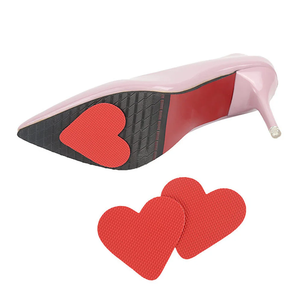 

1Pair Women Ladies High Heel Anti-slip Protective Grid Frosted Red Love Heart Sole Stickers Shoes Accessories