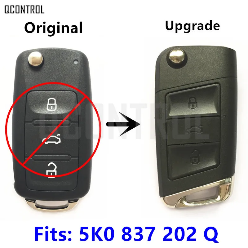 

QCONTROL 5K0 837 202 Q Auto Remote Key for VW/VOLKSWAGEN Beetle/Caddy/Eos/Golf/Jetta/Polo/Scirocco/Tiguan/Touran/Up 434MHz