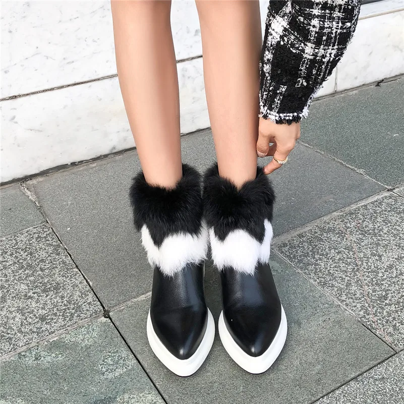 Zapatos Mujeres Genuino Cálido Tobillo Conasco Nieve Calidad Martin Cuero Otoño Invierno Mujer Corto Negro Alta De Botas Plataformas Zpvqd