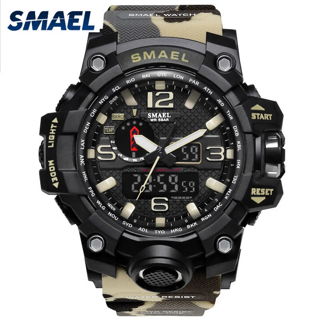 

SMAEL Mens Wrist Watch Sports Multi-function Waterproof LED Quartz Sports Watches Man Electronic Watch Relogio Digital Esportivo