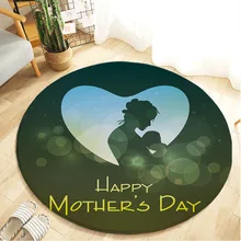 Круглый фланелевый кухонный коврик с принтом на день матери, Противоскользящий коврик для детской комнаты 60#80#120 см