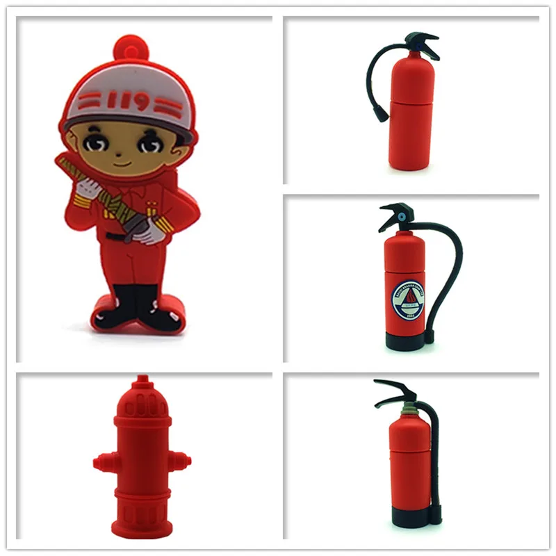 

USB flash drive cartoon Firemen pen drive 4GB 8GB 16GB 32G 64GB Fire hydrant / fire extinguisher memory stick ceartive pendrive