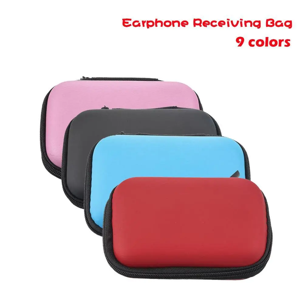 

Rectangle Zipper Earphone Case Leather Storage Box Hard Bag Carrying Waterproof For Coin Memory Card Portable Organizer
