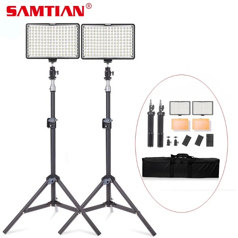 Beste SAMTIAN TL 160S 2 Pak Fotografie Licht LED Video Licht 160 stks LED Panel Licht Met Statief Voor Camera Video Studio fotografische