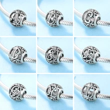 Новые 925 пробы серебряные Модные DIY прозрачные циркониевые бусины с буквами подходят для изготовления оригинальных браслетов Pandora